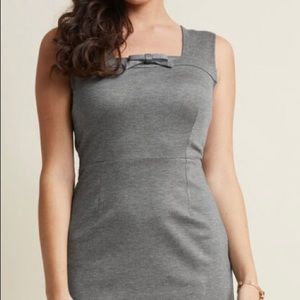 ModCloth-Retro Sheath Dress w/Square Neckline Grey